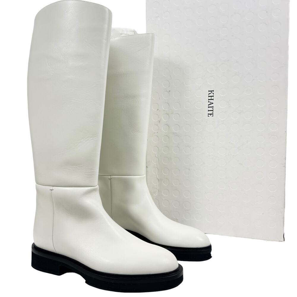 New Khaite Derby Leather Riding Boots Knee Hight White Size 39 - Picture 2 of 9